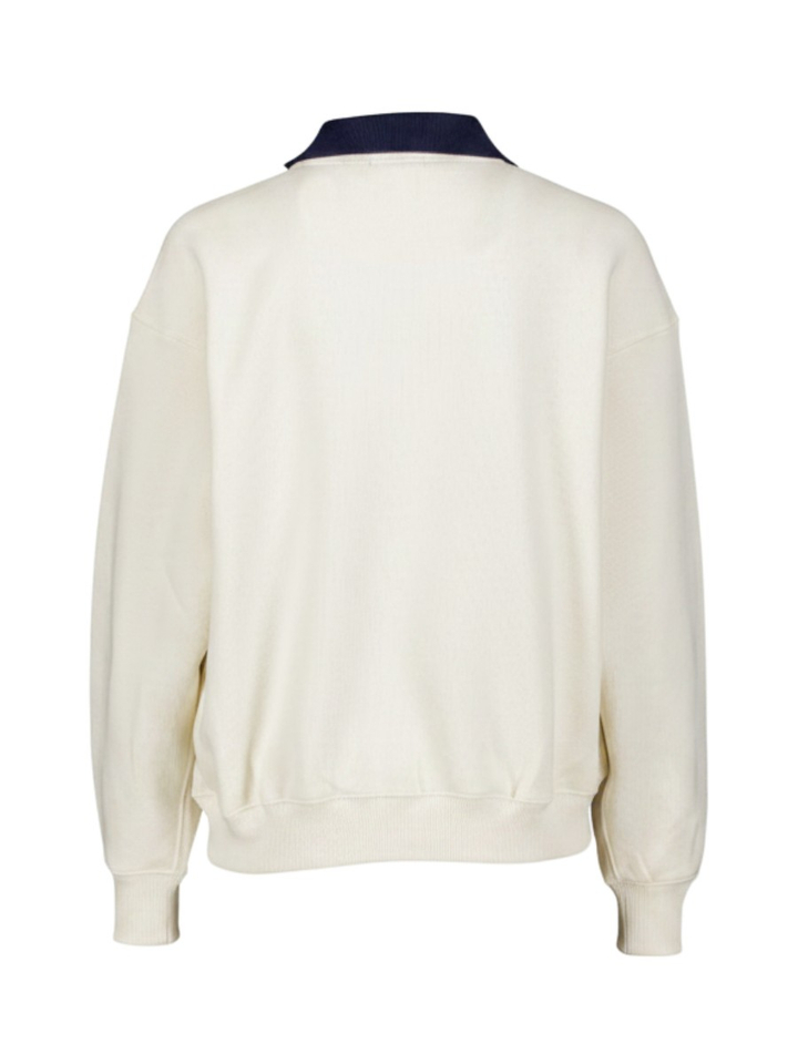 Gebroken witte polotrui met donkerblauwe kraag Ralph Lauren