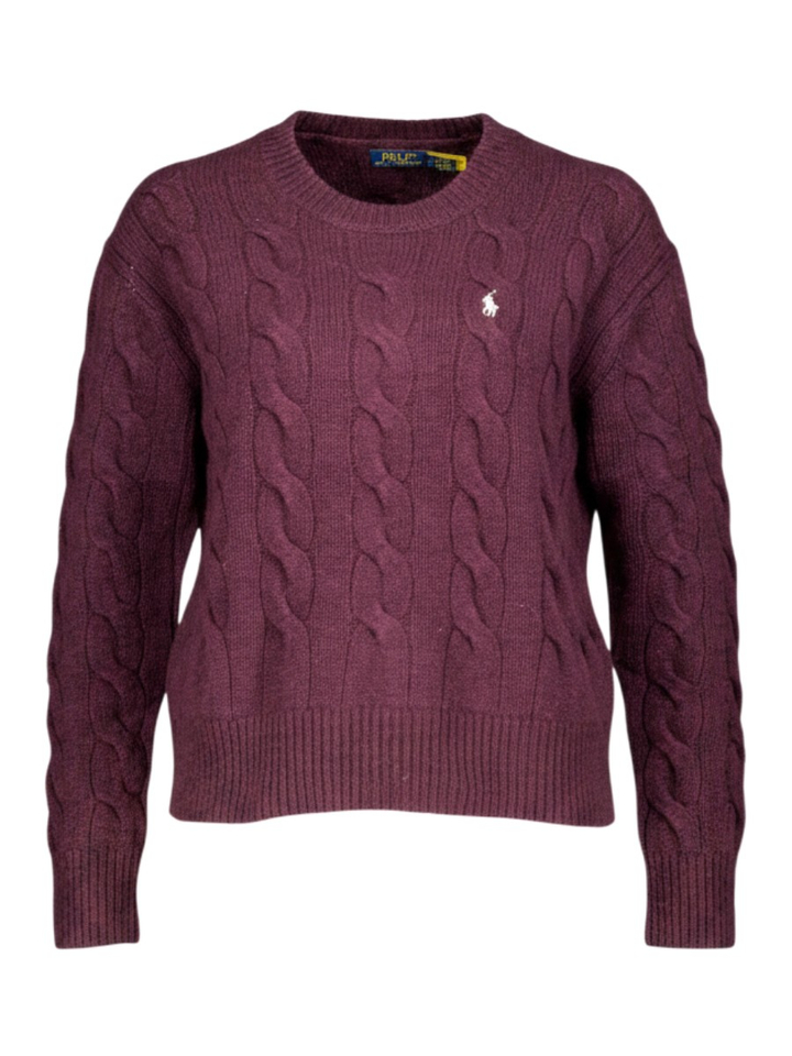 Bordeaux wollen pull in kabelprint Ralph Lauren