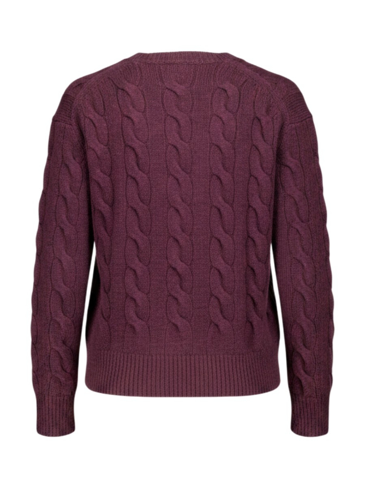 Bordeaux wollen pull in kabelprint Ralph Lauren