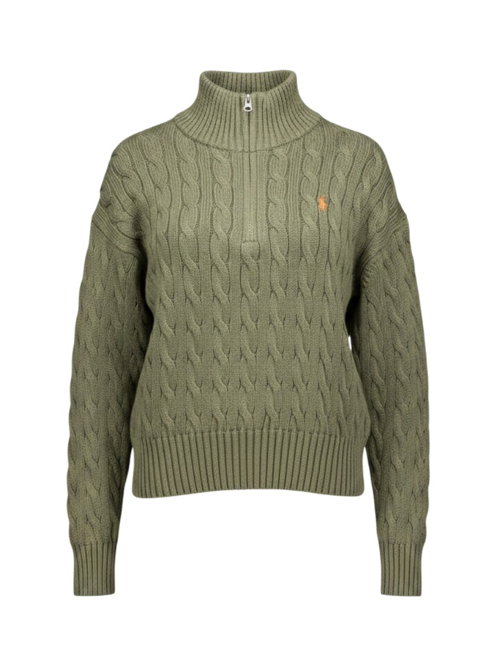 Groene kabeltrui met rits Ralph Lauren