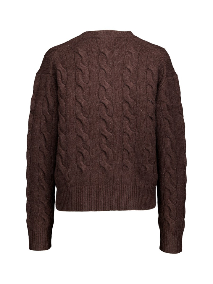 Donkerbruine kabeltrui Ralph Lauren