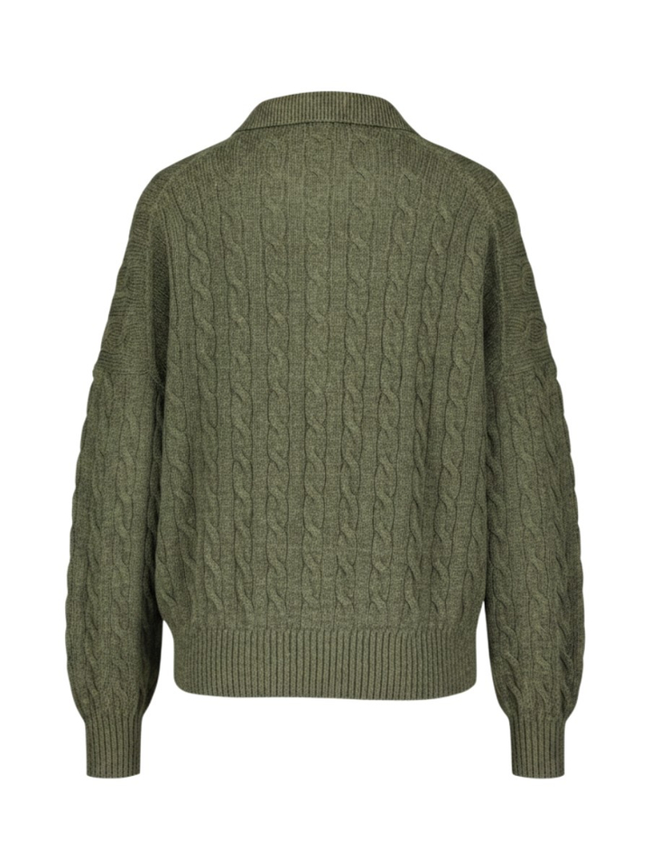 Groene gebreide polo trui in mix van wol en cashmere Ralph Lauren 