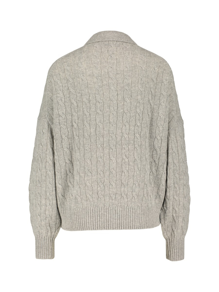 Grijze polo trui met kabel in wol en kasjmier Ralph Lauren 
