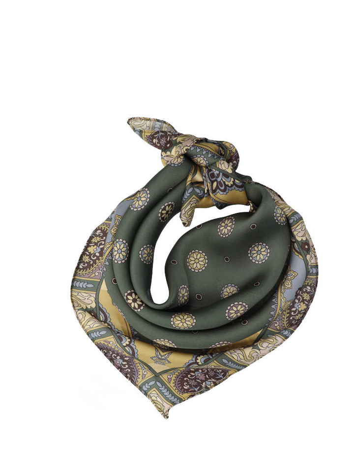 Kaki sjaal met details les Cordes