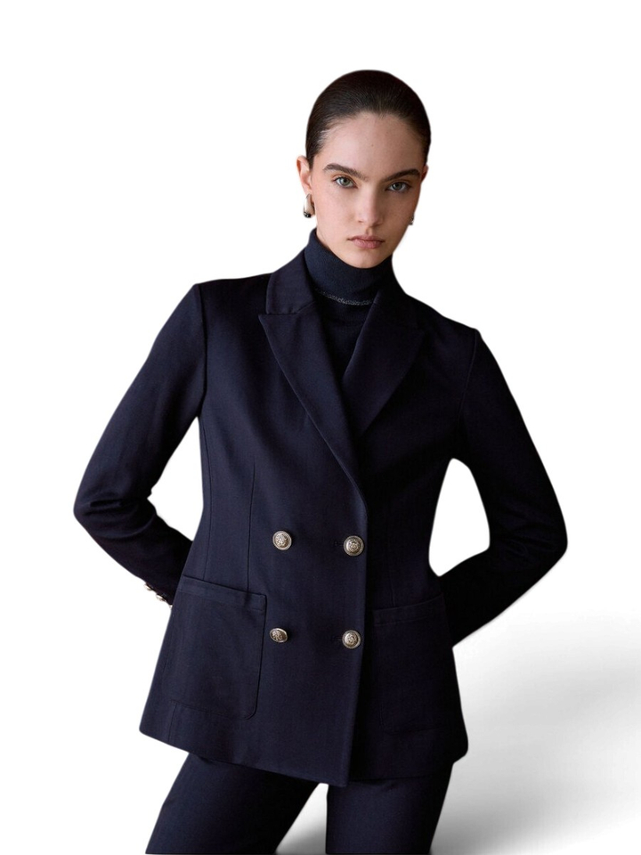 Donkerblauwe blazer met gouden knopen Liu Jo