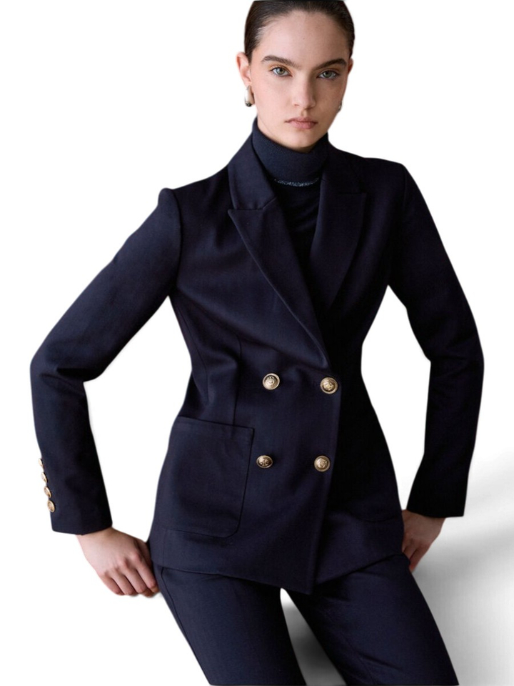 Donkerblauwe blazer met gouden knopen Liu Jo