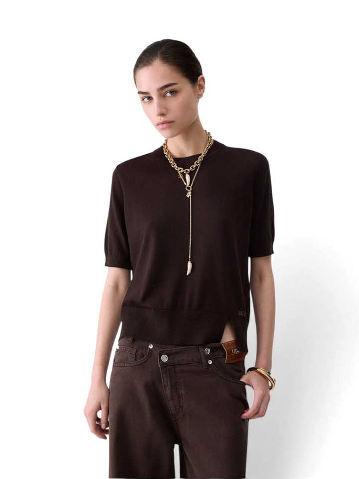 Bruine pull met korte mouwen Lui Jo