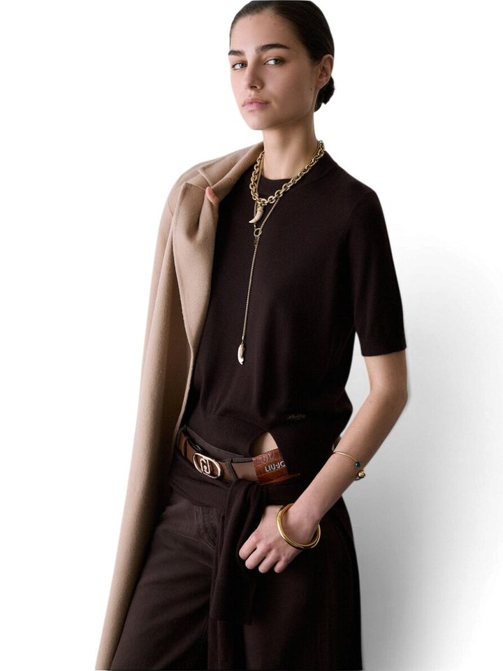 Bruine pull met korte mouwen Lui Jo