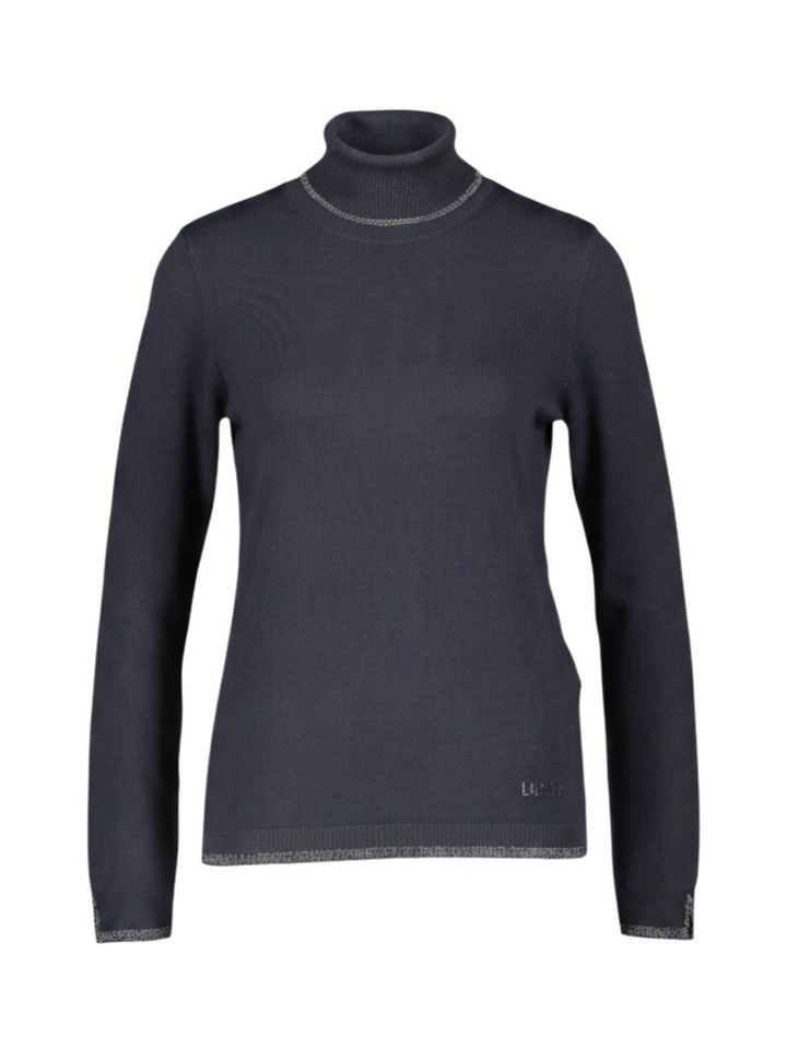 Donkerblauwe pull met rolkraag en glitter details Liu Jo