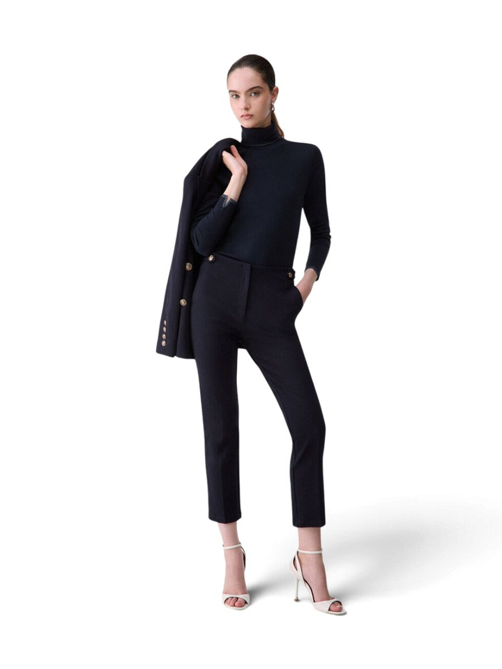 Donkerblauwe pull met rolkraag en glitter details Liu Jo