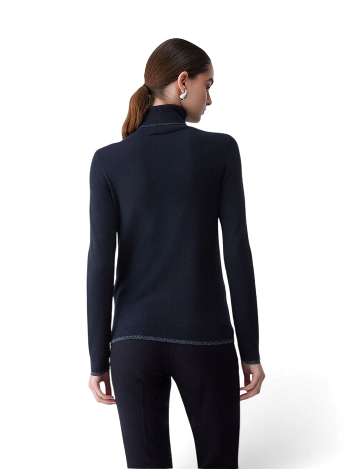 Donkerblauwe pull met rolkraag en glitter details Liu Jo