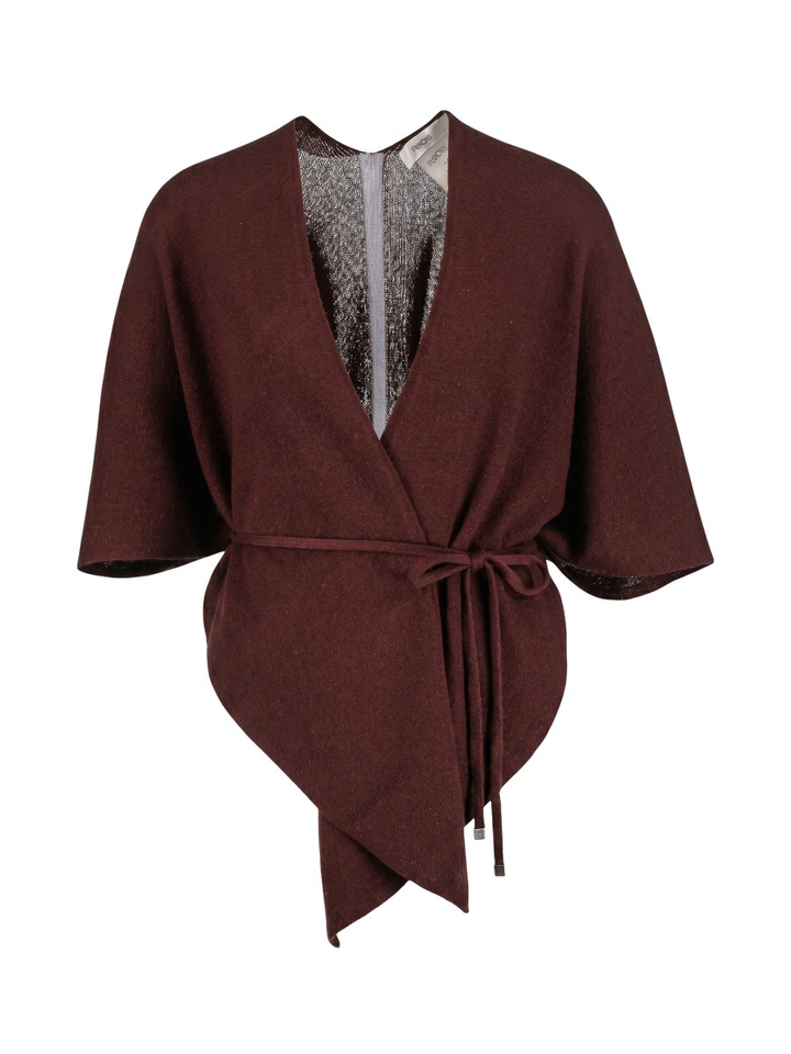Bordeaux openvallende poncho van wol en kasjmier  Wonder Furore 