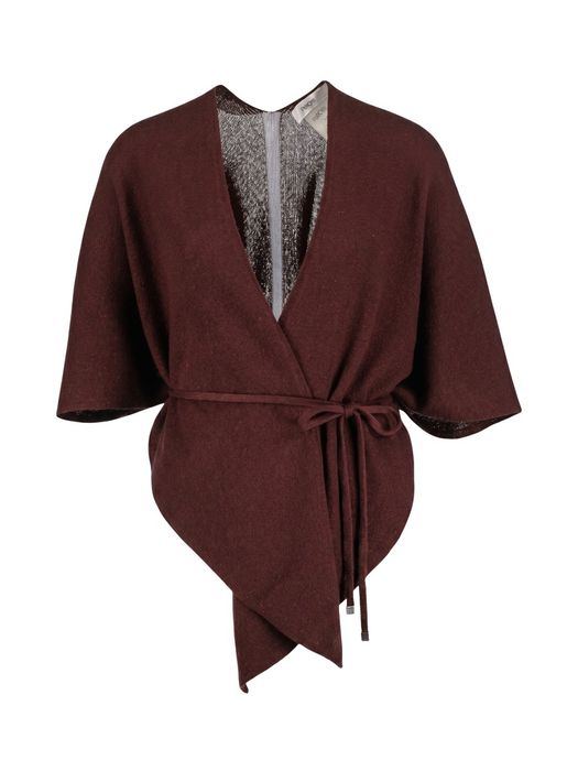 Bordeaux openvallende poncho van wol en kasjmier Wonder Furore