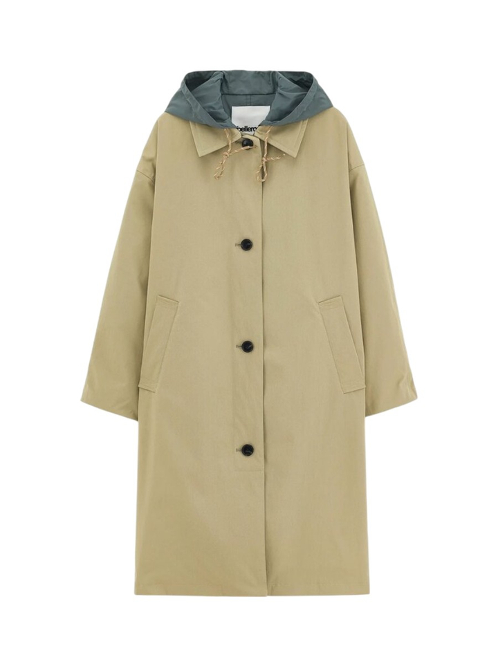 Kaki groene omkeerbare oversized trenchcoat met kap Hearty Bellerose 