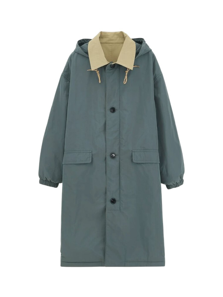 Kaki groene omkeerbare oversized trenchcoat met kap Hearty Bellerose 