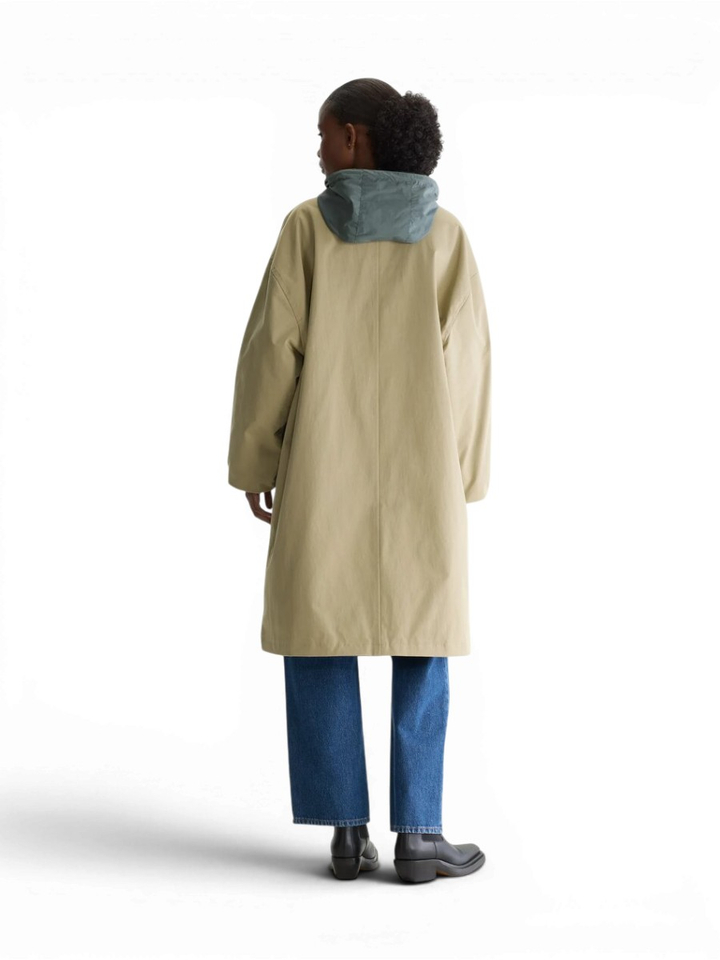 Kaki groene omkeerbare oversized trenchcoat met kap Hearty Bellerose 