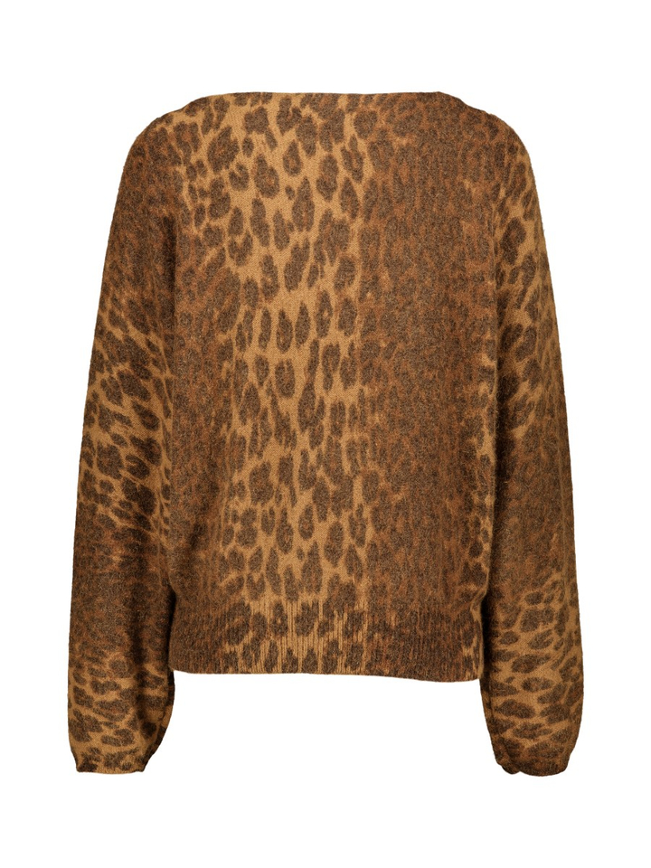 Bruine trui met dierenprint Diol Bellerose