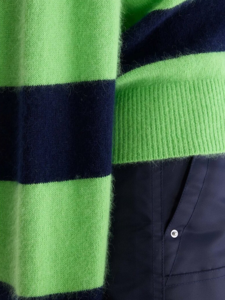 Fluogroen/blauw gestreepte polotrui Dusto Bellerose