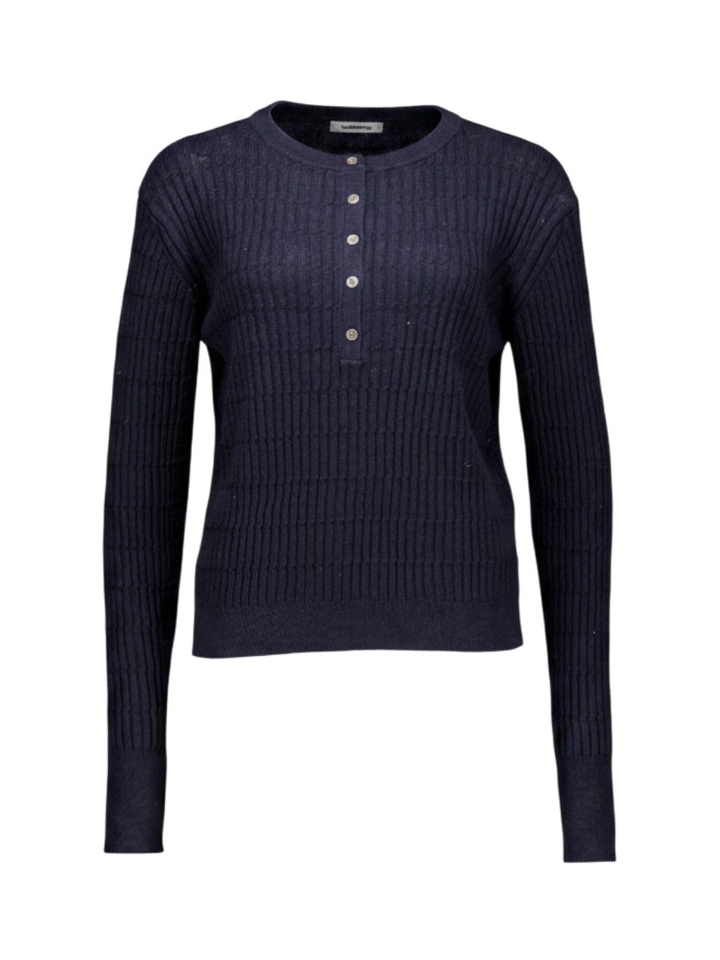 Donkerblauwe wollen sweater met knopen Aryro Bellerose