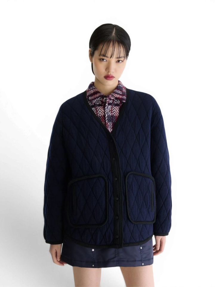 Marineblauw cardigan met een V-hals Aiga Bellerose 