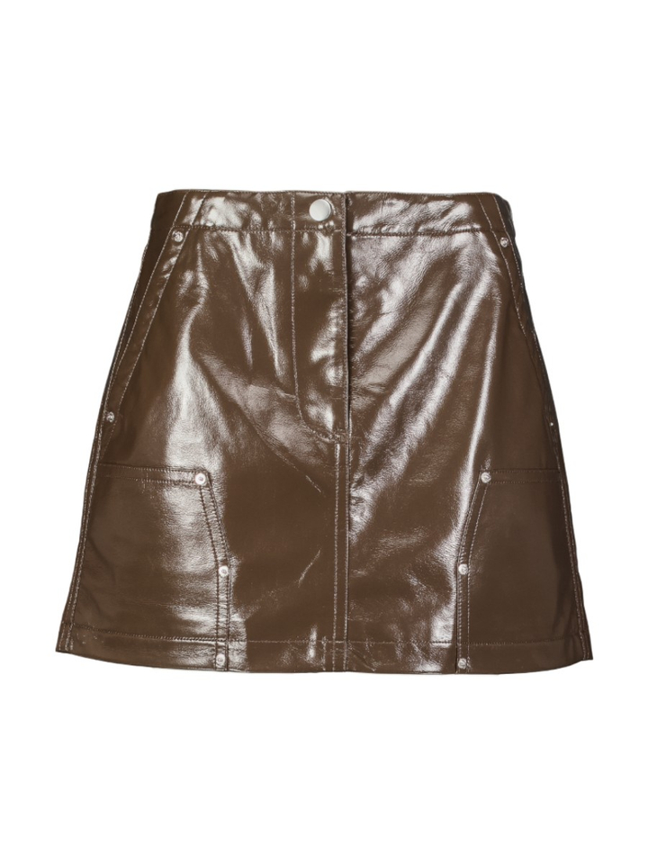 Bruine minirok in lederlook Jeezy Bellerose