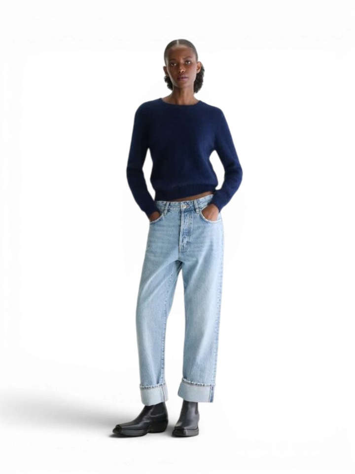 Blauwe relaxed fit wide leg jeans Kurt Bellerose