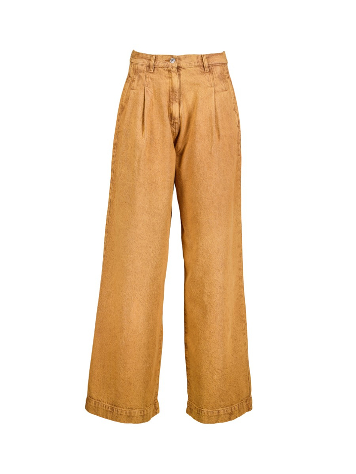 Camelkleurige relaxed & loose jeans met bandplooi Pops Bellerose