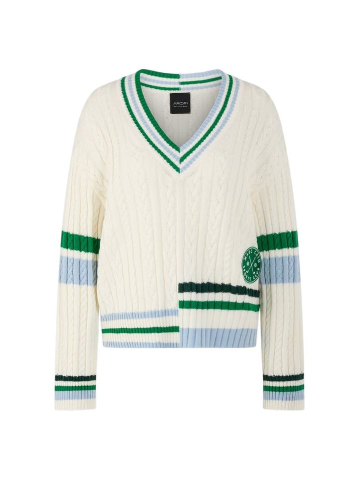 Gestreepte trui met V-hals Marccain Sport 