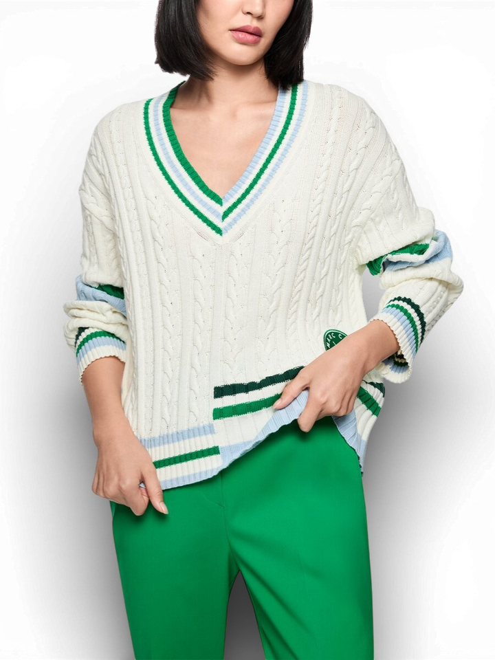 Gestreepte trui met V-hals Marccain Sport 