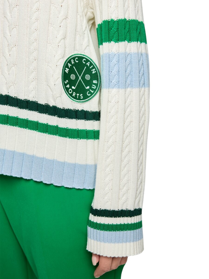 Gestreepte trui met V-hals Marccain Sport 