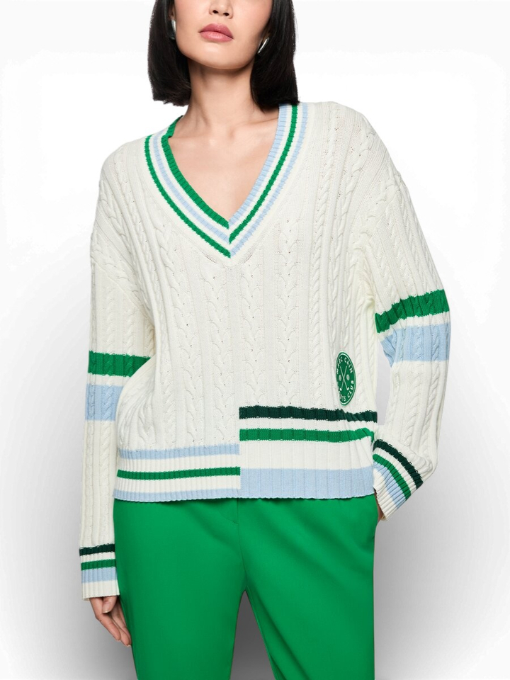 Gestreepte trui met V-hals Marccain Sport 