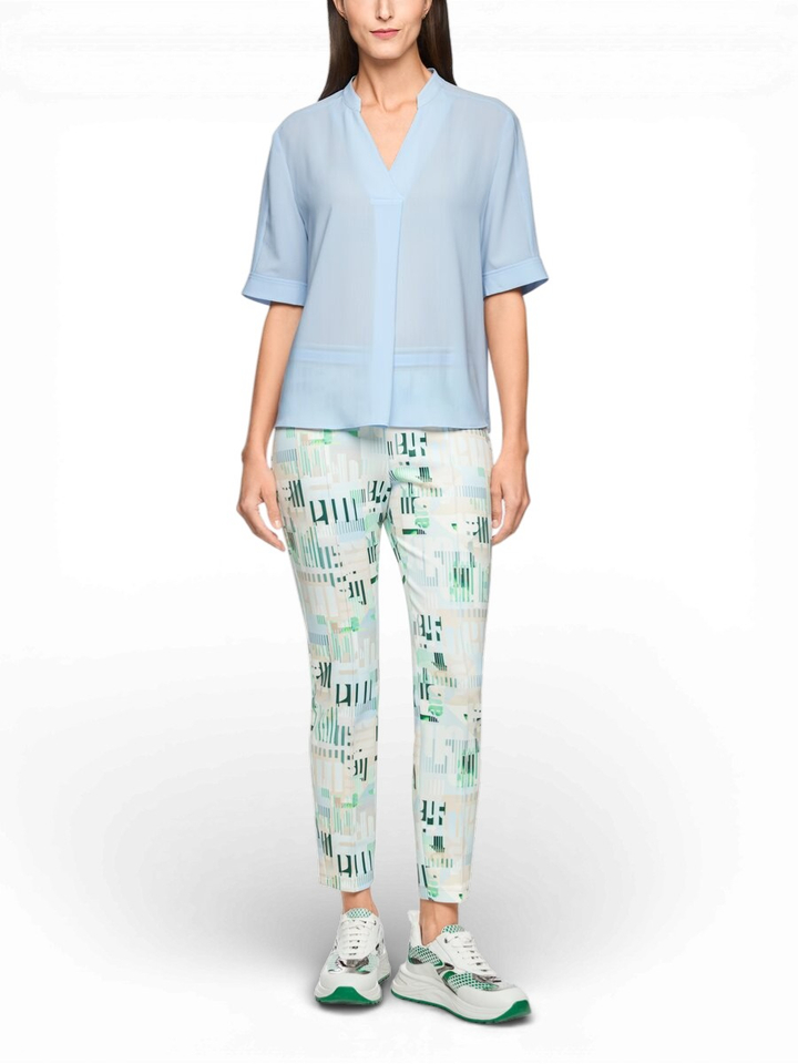 Lichtblauwe blouse met korte mouw Marccain Sport