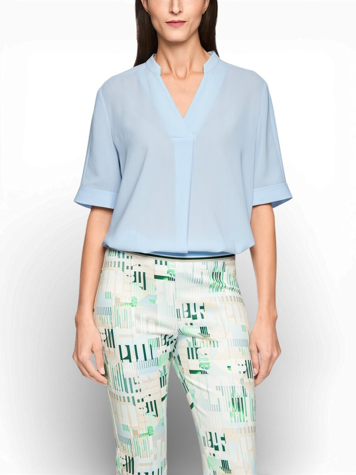 Lichtblauwe blouse met korte mouw Marccain Sport