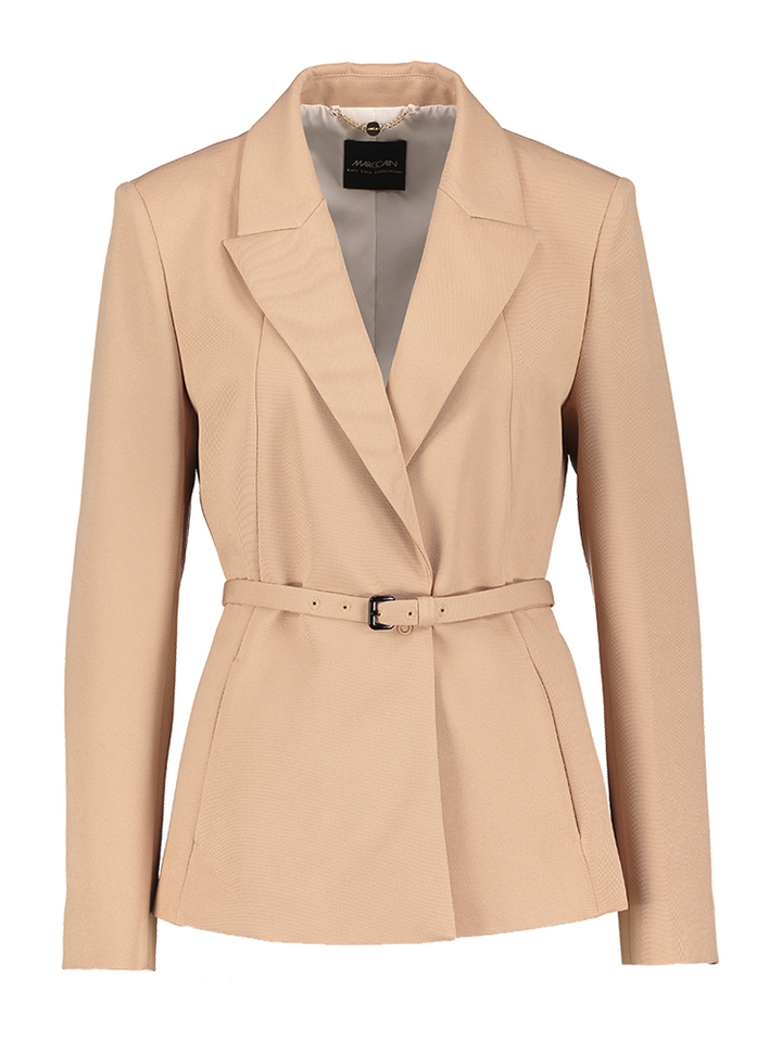 Cognac kleurige blazer met drukknoop en riempje Marccain