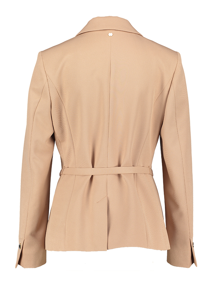 Cognac kleurige blazer met drukknoop en riempje Marccain