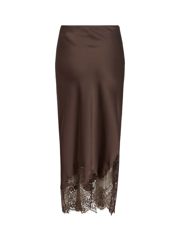 Bruine rok met kant detail Visabel Vila 