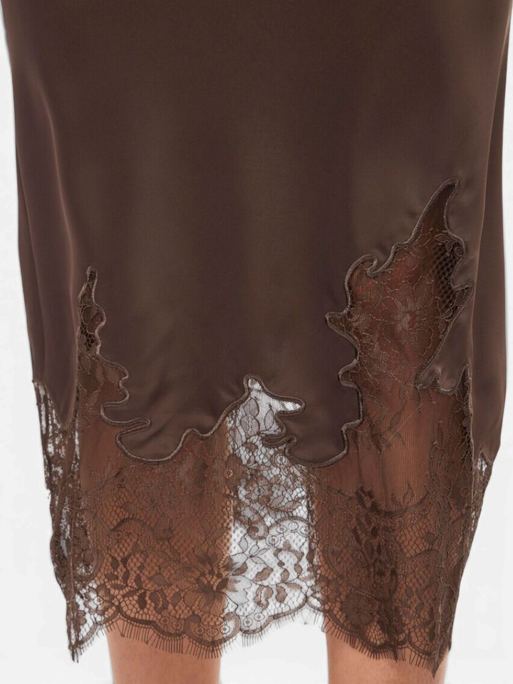 Bruine rok met kant detail Visabel Vila 