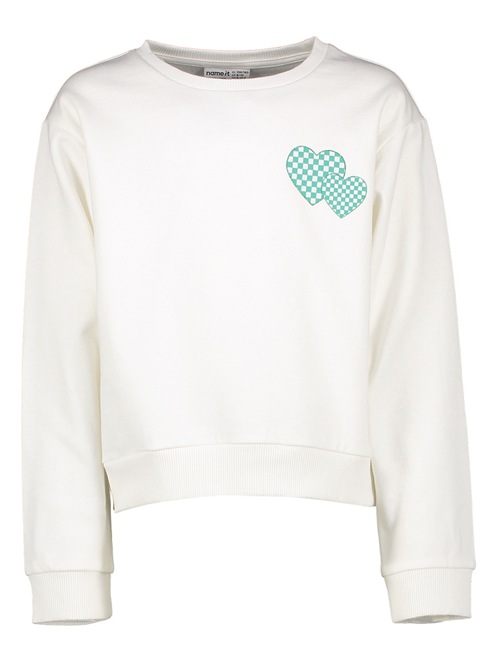 Witte trui met groene opdruk Name It