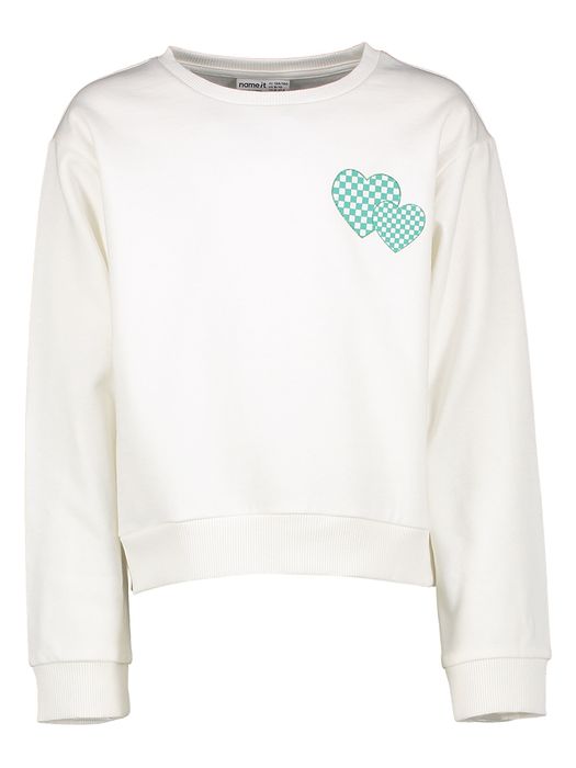 Witte trui met groene opdruk Name It