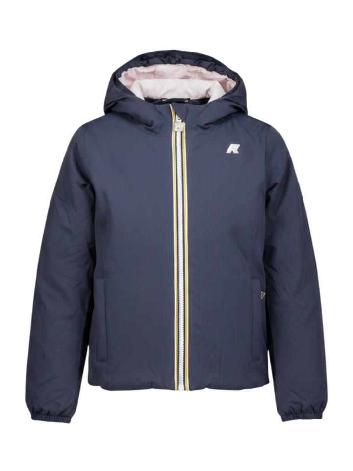 Roze/blauw omkeerbare jas met capuchon K-way