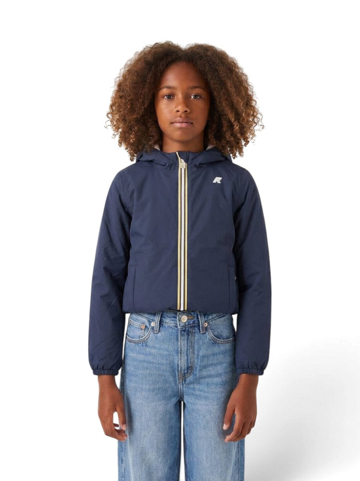 Roze/blauw omkeerbare jas met capuchon K-way