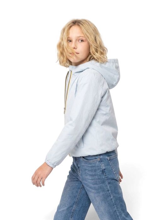 Licht blauwe jas met kap Kway