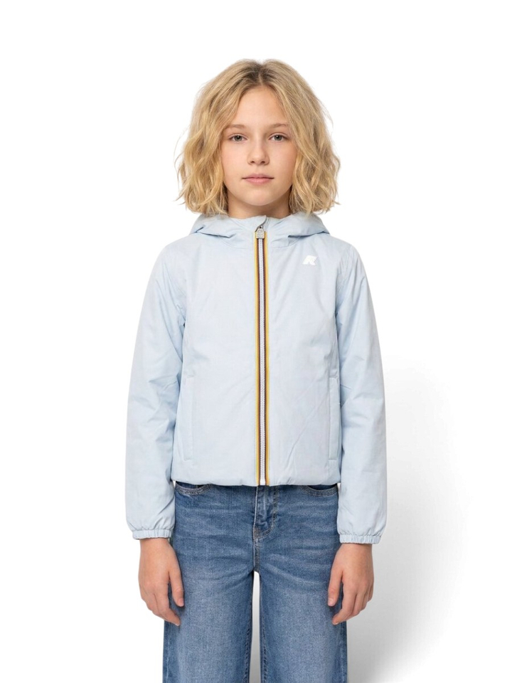 Licht blauwe jas met kap Kway