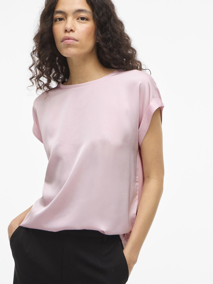Roze t-shirt met ronde hals Vielette Vila