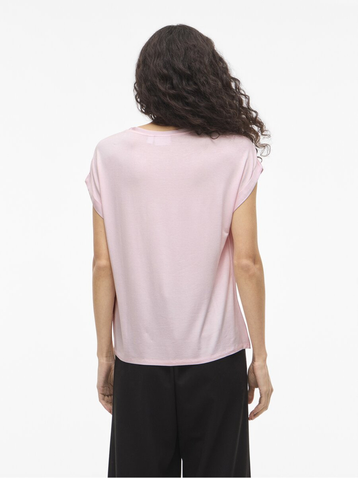 Roze t-shirt met ronde hals Vielette Vila