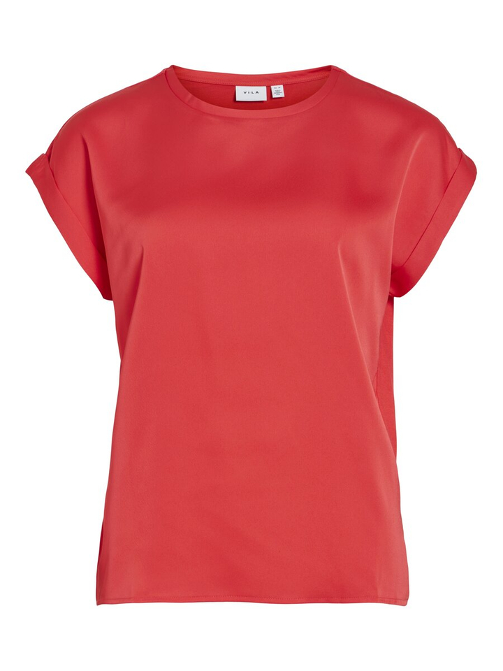 Rode t-shirt met ronde hals Vielette Vila