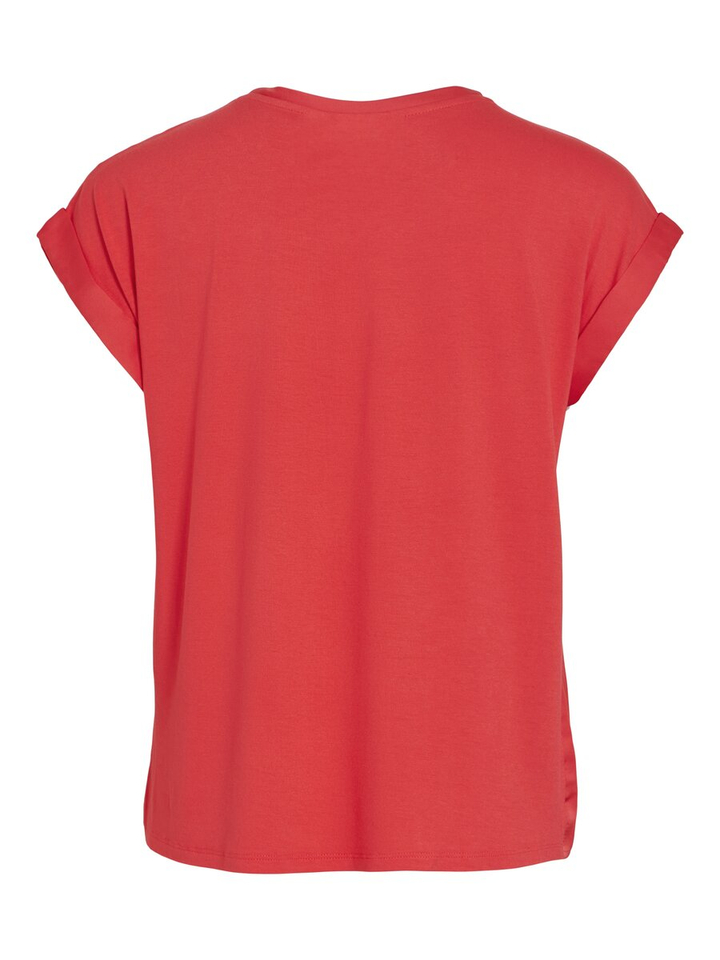 Rode t-shirt met ronde hals Vielette Vila