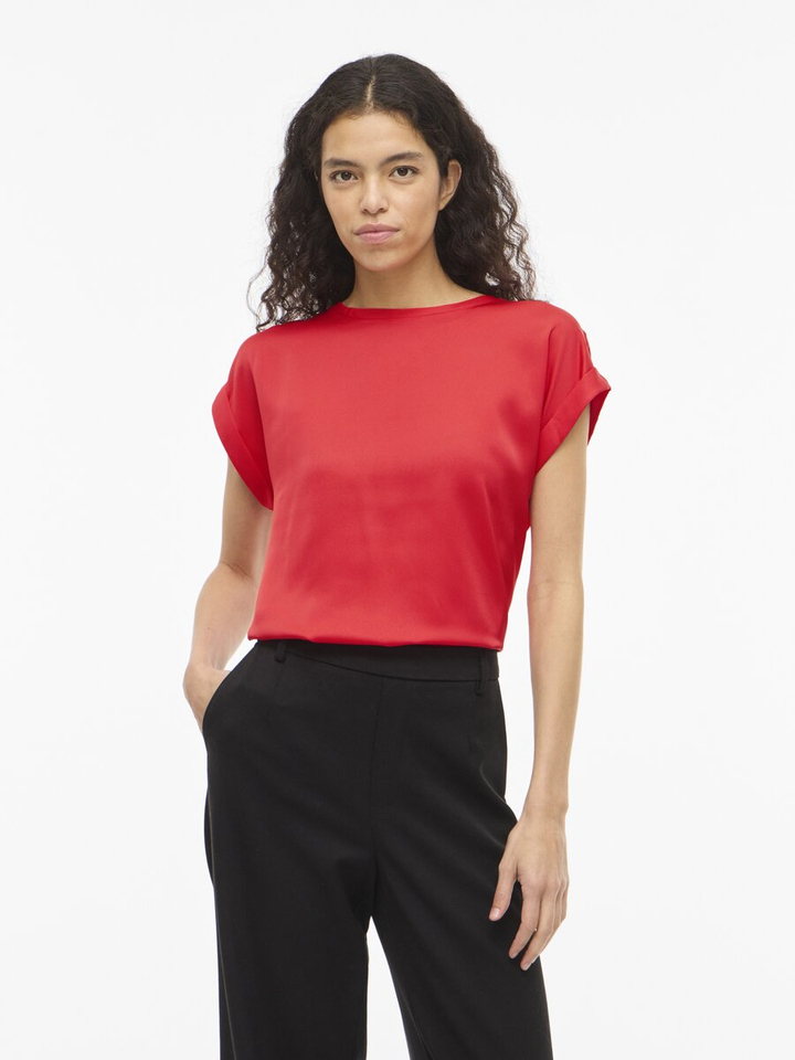 Rode t-shirt met ronde hals Vielette Vila