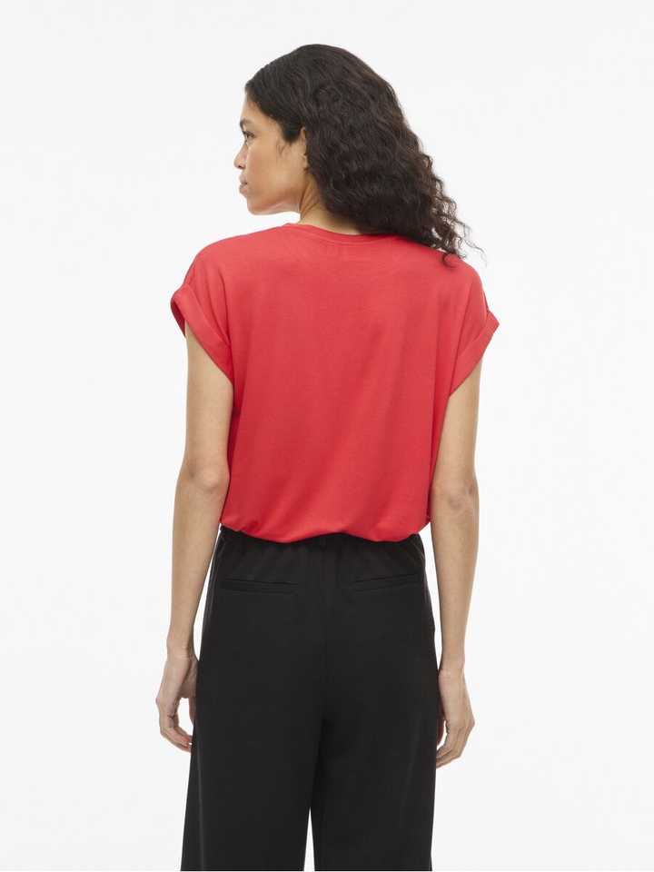 Rode t-shirt met ronde hals Vielette Vila