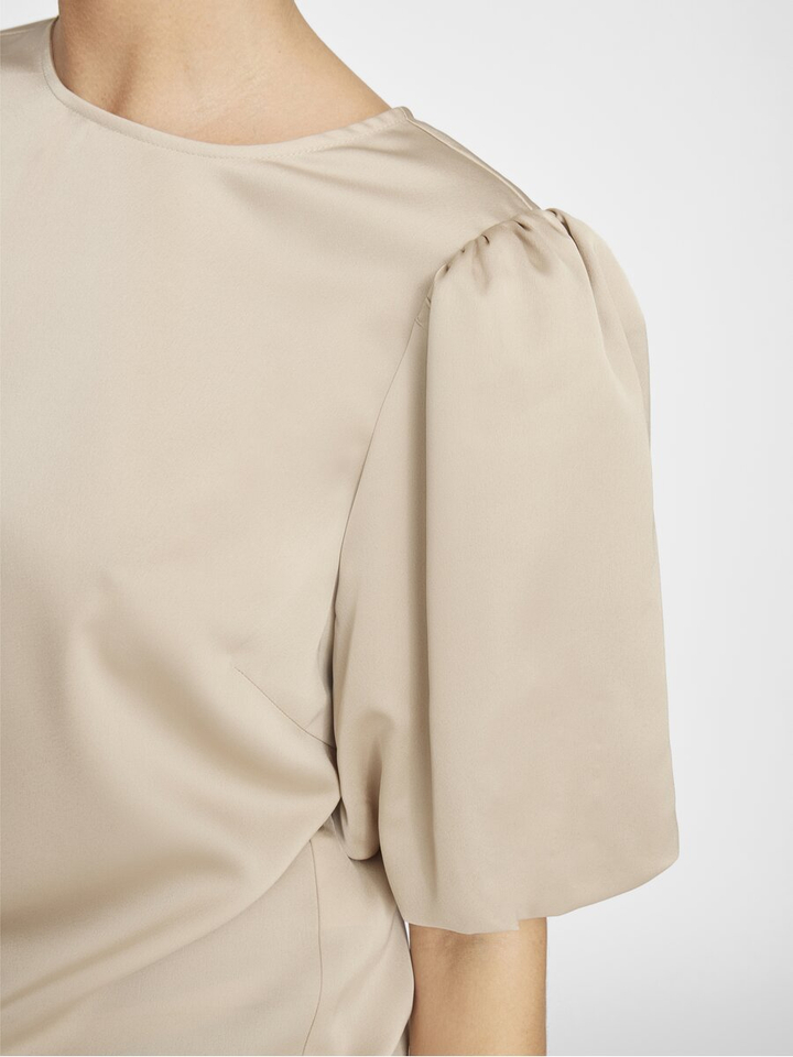 Beige glanzende bloes Viellette Vila